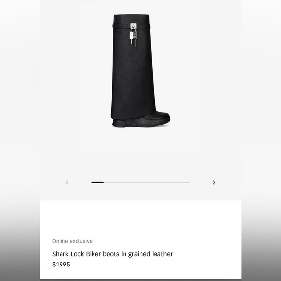 Ladies AUTHENTIC Givenchy Black Shark Lock Biker boots in grained leather - Picture 2 of 16